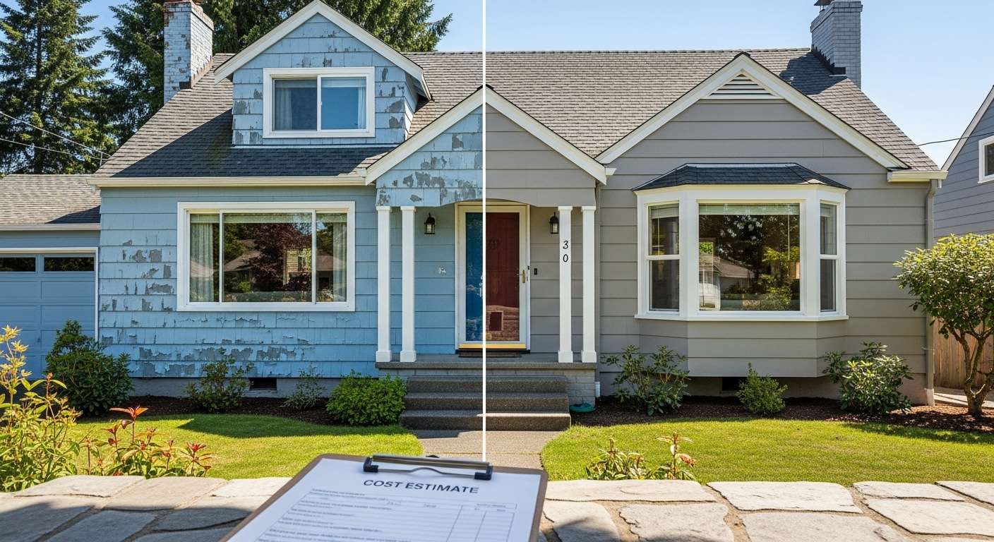 Beautiful residential home exterior being painted in Puyallup