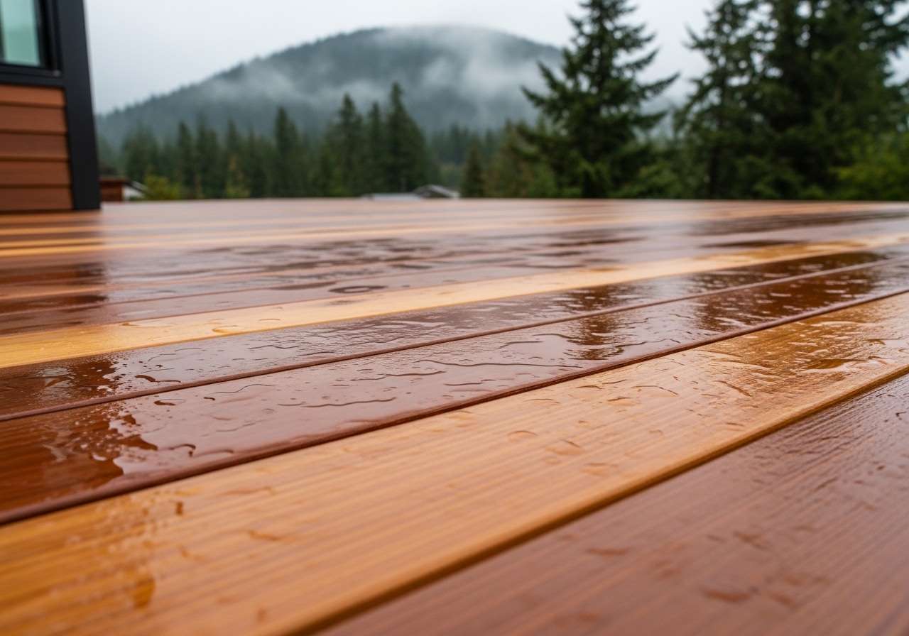 Beautifully stained wood deck