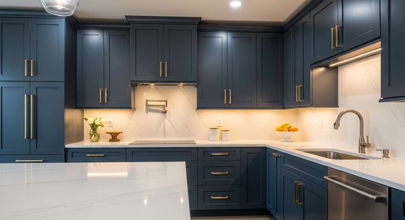 Beautifully refinished modern kitchen cabinets in a Tacoma home