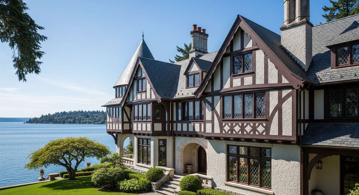 Luxury waterfront home exterior in Seattle