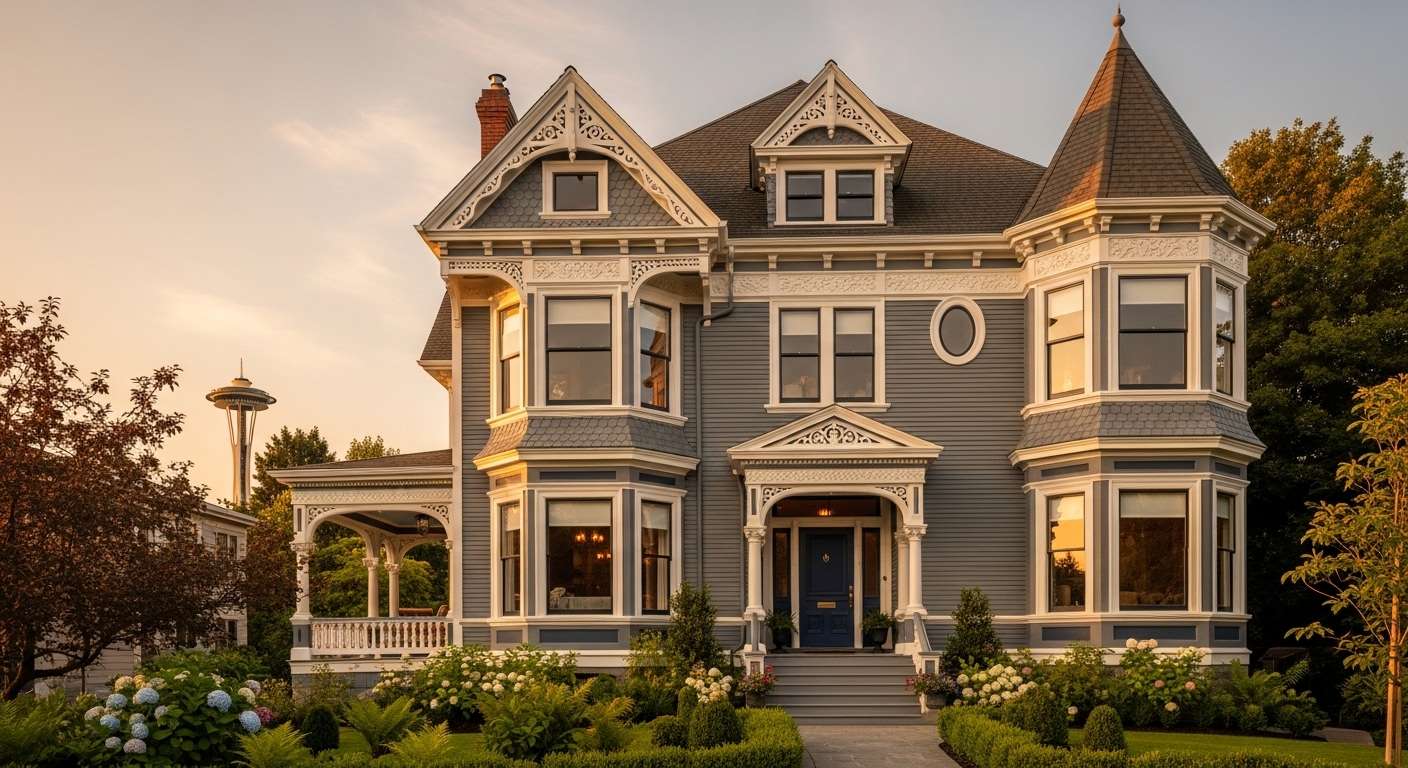 Historic luxury home interior in Queen Anne Seattle