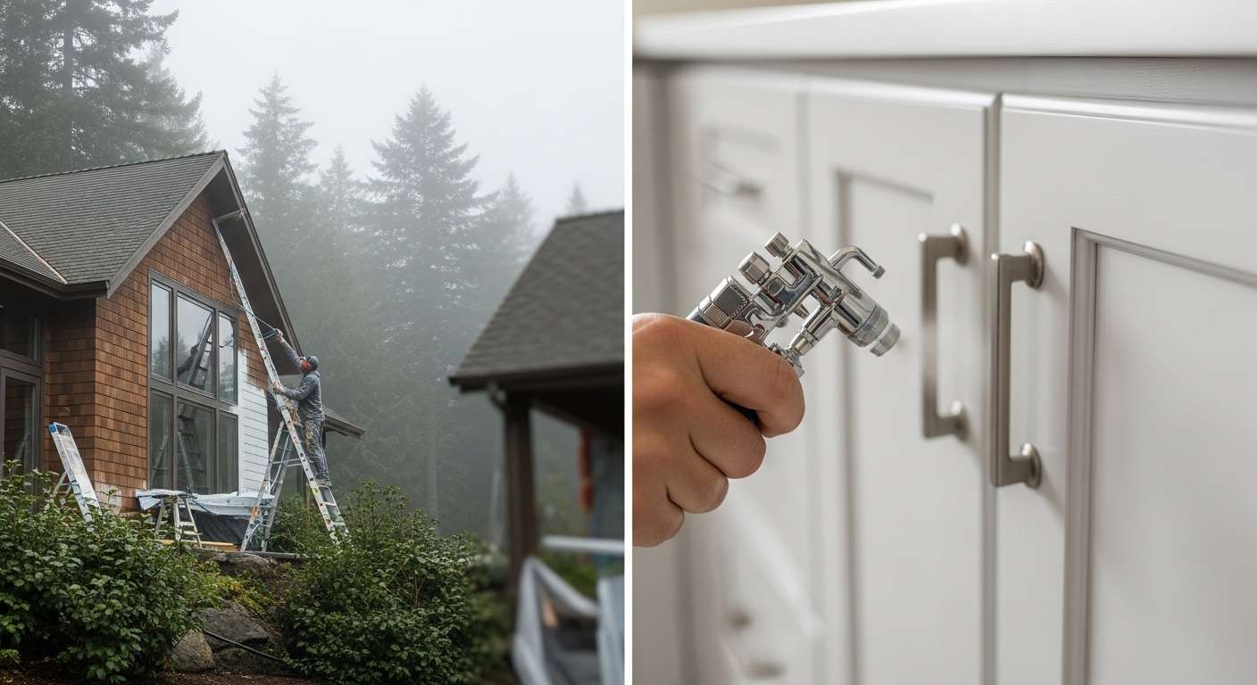 Professional painter applying finish coat