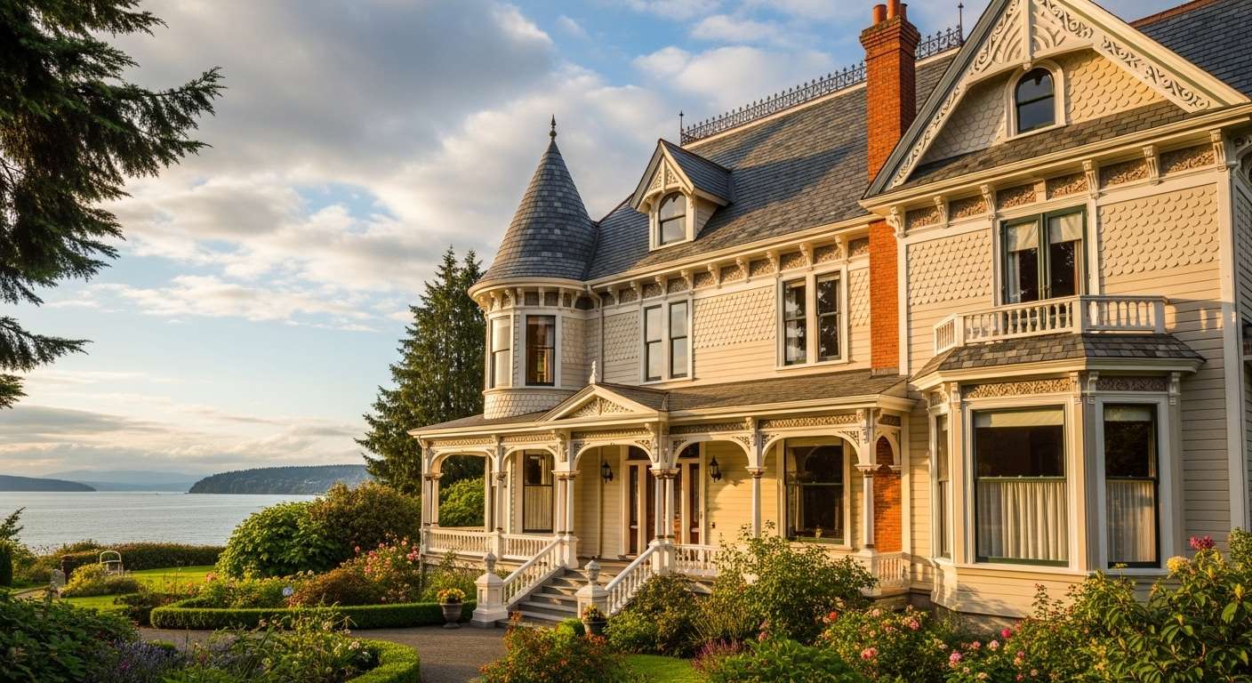 Historic coastal home exterior in Steilacoom Washington