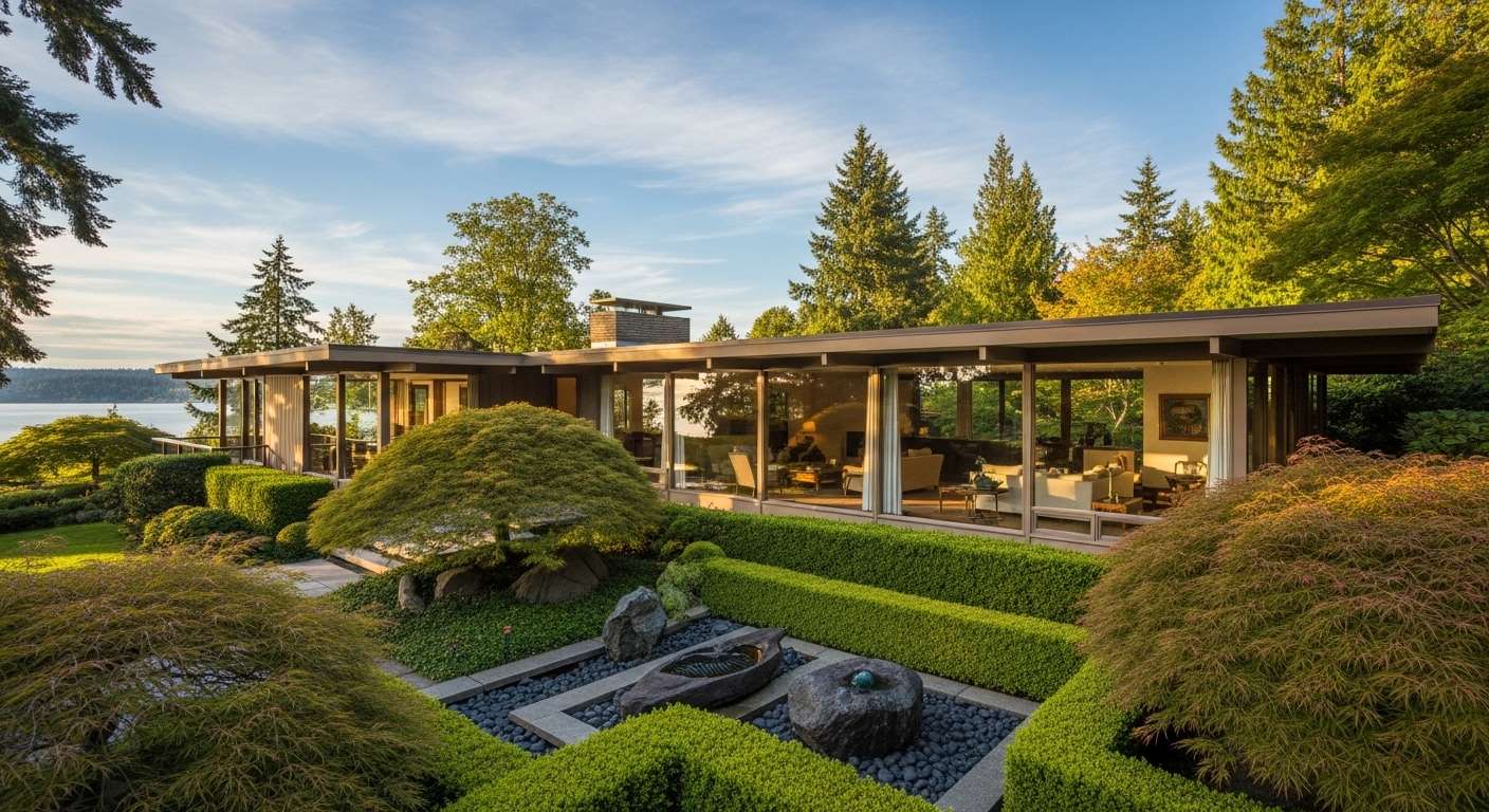 Luxury waterfront home exterior in Seattle